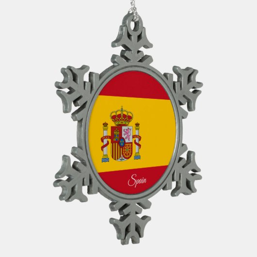 Spanien Schneeflocke, spanische Flagge Schneeflocken Zinn-Ornament (Links)