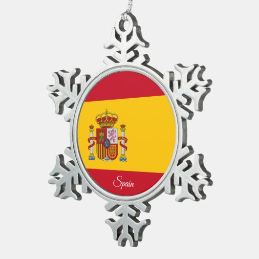 Spanien Schneeflocke, spanische Flagge Schneeflocken Zinn-Ornament (Rechts)