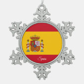 Spanien Schneeflocke, spanische Flagge Schneeflocken Zinn-Ornament (Vorderseite)