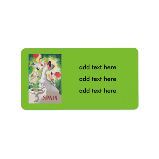 Spanien Senorita Birds Blume Fiesta Garden Adressaufkleber (Vorne)