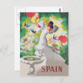 Spanien Senorita Birds Blume Fiesta Garden Postkarte (Vorne/Hinten)