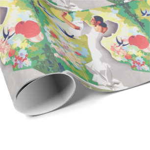 Spanien Senorita Vögel Blumen Fiesta Garten Geschenkpapier