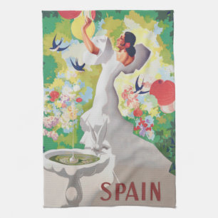 Spanien Senorita Vögel Blumen Fiesta Garten Handtuch
