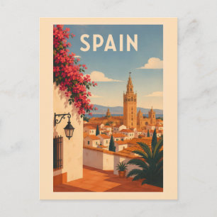 Spanien Sevilla Illustration Reise Kunst Vintage Postkarte