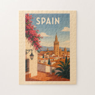 Spanien Sevilla Illustration Reise Kunst Vintage Puzzle