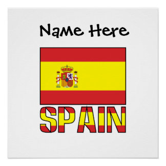 Spanien Spanische Flagge Schwarze Personalisierung Poster
