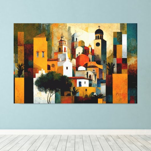 Spanien, Spanische Kunst, Barcelona, Abstrakt, mod Leinwanddruck (Insitu (Holzboden))