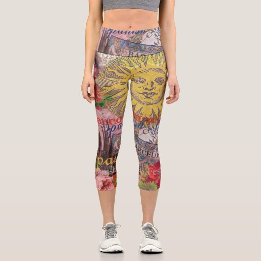 Spanien Sunshine Spanish Travel Art Capri Leggings (Vorderseite)