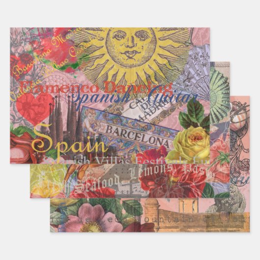 Spanien Sunshine Spanish Travel Art Geschenkpapier Set (Set)