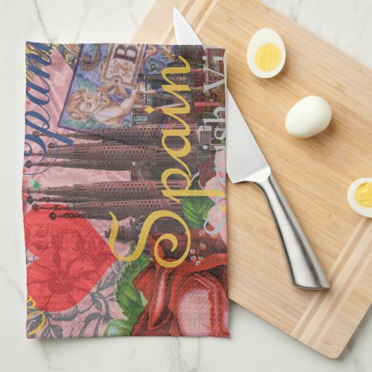 Spanien Sunshine Spanish Travel Art Geschirrtuch (Viertel Falte)