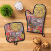 Spanien Sunshine Spanish Travel Art Ofenhandschuh & Topflappen-Set (Oben Unten)