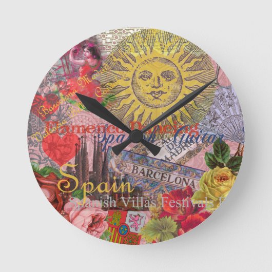Spanien Sunshine Spanish Travel Art Runde Wanduhr (Vorderseite)