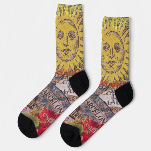 Spanien Sunshine Spanish Travel Art Socken (Linkes Detail)
