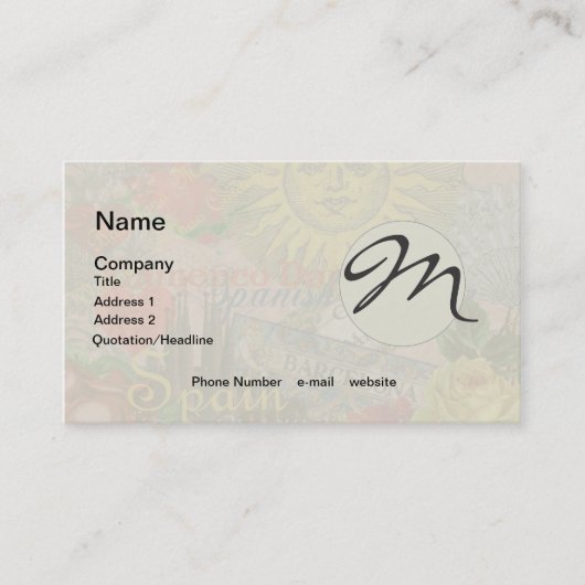 Spanien Sunshine Spanish Travel Art Visitenkarte (Vorderseite)