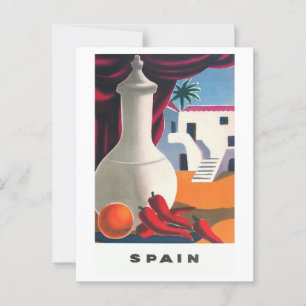 Spanien, Terrasse, willkommen, Vintag Inspiriert Postkarte