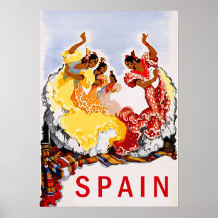 Spanien, traditioneller Tanz, Frau, Vintage Poster