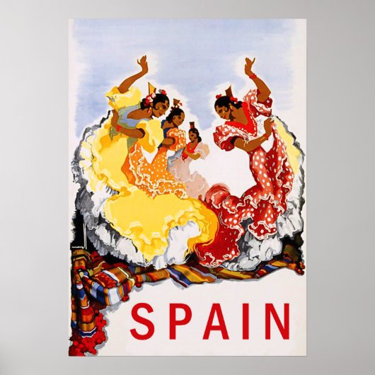 Spanien, traditioneller Tanz, Frau, Vintage Poster (Vorne)
