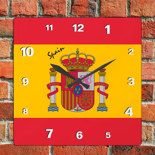 Spanien Uhr, patriotische Zuhause, spanische Flagg Quadratische Wanduhr
