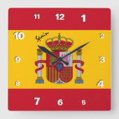 Spanien Uhr, patriotische Zuhause, spanische Flagg Quadratische Wanduhr (Vorderseite)