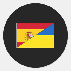 Spanien Ukraine Flagge Spanische Ukrainische Unter Runder Aufkleber