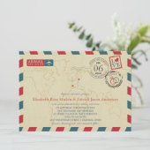 Spanien und Polen Luftpost | Hochzeit Einladung (Stehend Vorderseite)