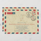 Spanien und Polen Luftpost | Hochzeit Einladung (Vorne/Hinten)