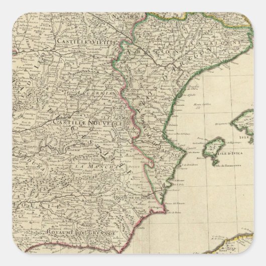 Spanien und Portugal Quadratischer Aufkleber (Vorderseite)