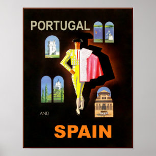 Spanien und Portugal Reiseplakat. Poster