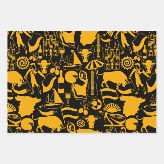 Spanien und Spanische Traditionen Schwarz und Oran Geschenkpapier Set (Vorderseite 3)