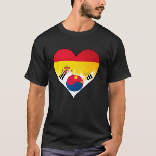 Spanien und südkoreanische Herz-Erbe-Flagge T-Shirt