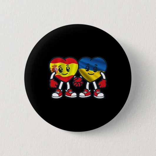 Spanien und Ukraine Herzen Freundschaft  Button (Vorderseite)
