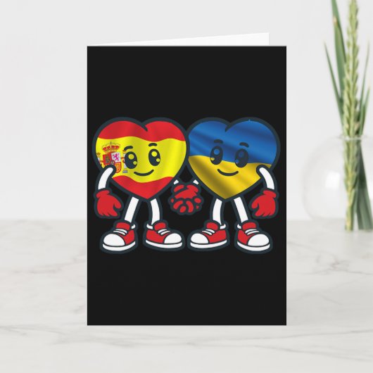 Spanien und Ukraine Herzen Freundschaft Karte (Vorderseite)