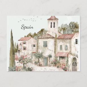 Spanien Vintag Wasserfarbe Spanien Landschaft Postkarte