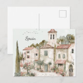 Spanien Vintag Wasserfarbe Spanien Landschaft Postkarte (Vorne/Hinten)