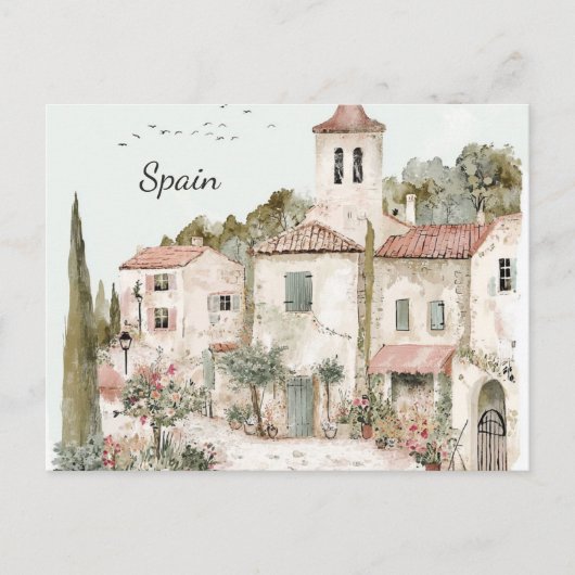 Spanien Vintag Wasserfarbe Spanien Landschaft Postkarte (Vorderseite)