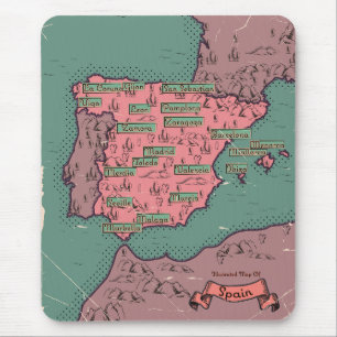 Spanien Vintage alte Karte Mousepad