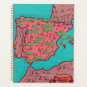 Spanien Vintage alte Karte Planer
