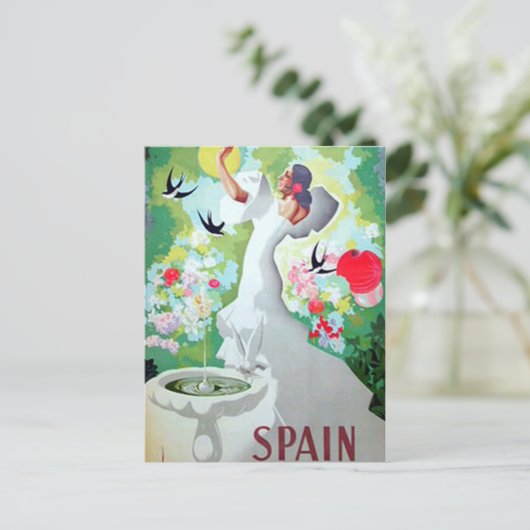 Spanien Vintage Image Postkarte (Stehend Vorderseite)