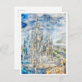 Spanien Vintage Reise Aquarell Postkarte (Vorne/Hinten)