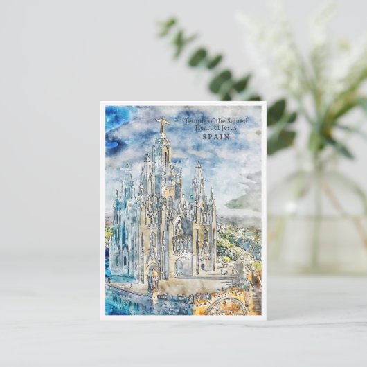 Spanien Vintage Reise Aquarell Postkarte (Stehend Vorderseite)