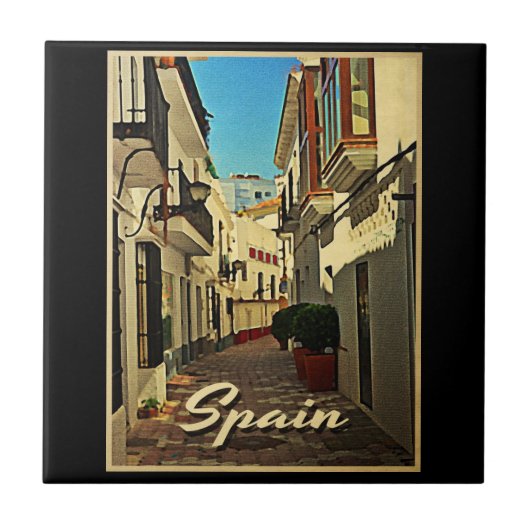 Spanien Vintage Reise Fliese (Vorderseite)