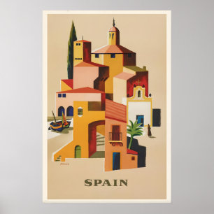 Spanien Vintage-Reiseplakatdruck Mittelmeer Poster