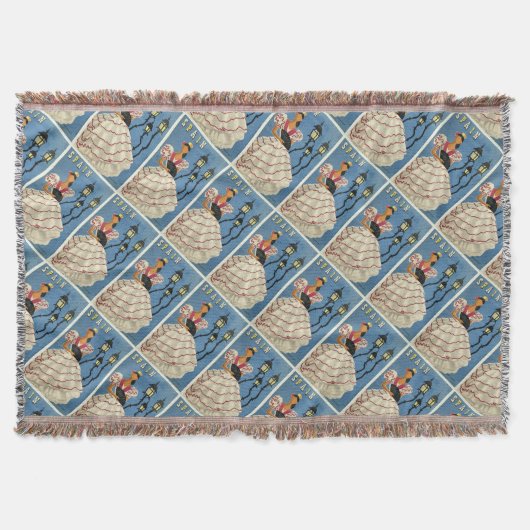 SPANIEN Vintage Travel Drop Decke (Vorderseite)