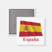 Spanien Waving Flag mit Name auf Spanisch Magnet (Vorderseite/Rückseite)
