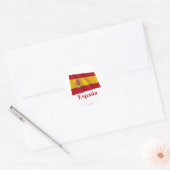 Spanien Waving Flag mit Name auf Spanisch Runder Aufkleber (Umschlag)