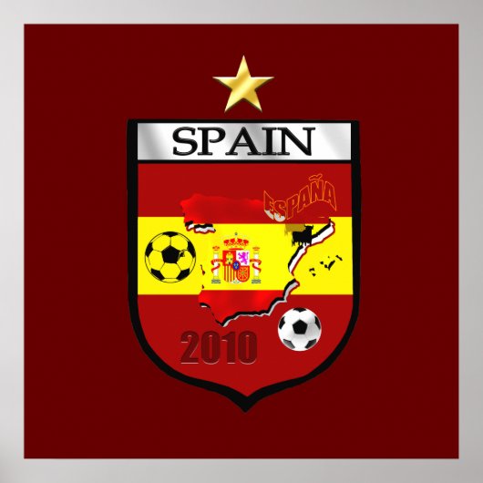 Spanien Weltmeister 1-Sterne-Abzeichen-Emblem Poster (Vorne)