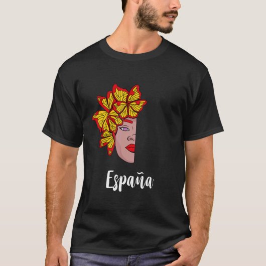 Spanien Woman Butterfly Espana Spanische Roots Spa T-Shirt (Vorderseite)