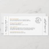 Spanien Ziel Boarding Pass Save the Date Gold Einladung (Rückseite)