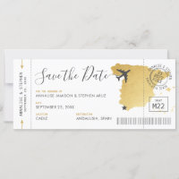 Spanien Ziel Boarding Pass Save the Date Gold