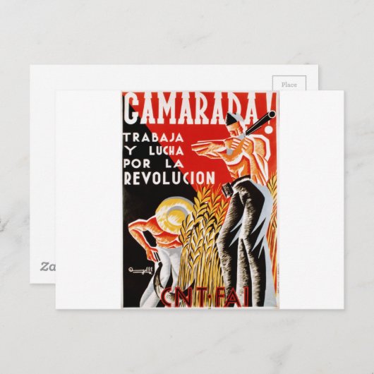 Spanien ziviler Krieg CNT-FAI Originalposter 1936 Postkarte (Vorne/Hinten)